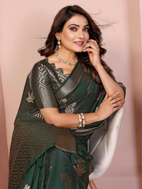 Rivayat Organza Silk Zari Border Saree