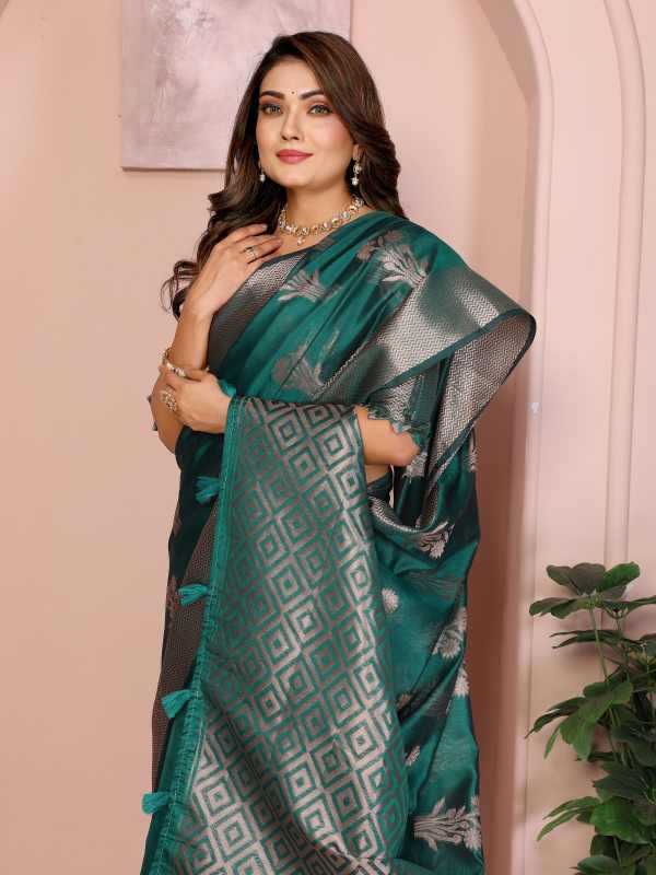 Rivayat Organza Silk Zari Border Saree
