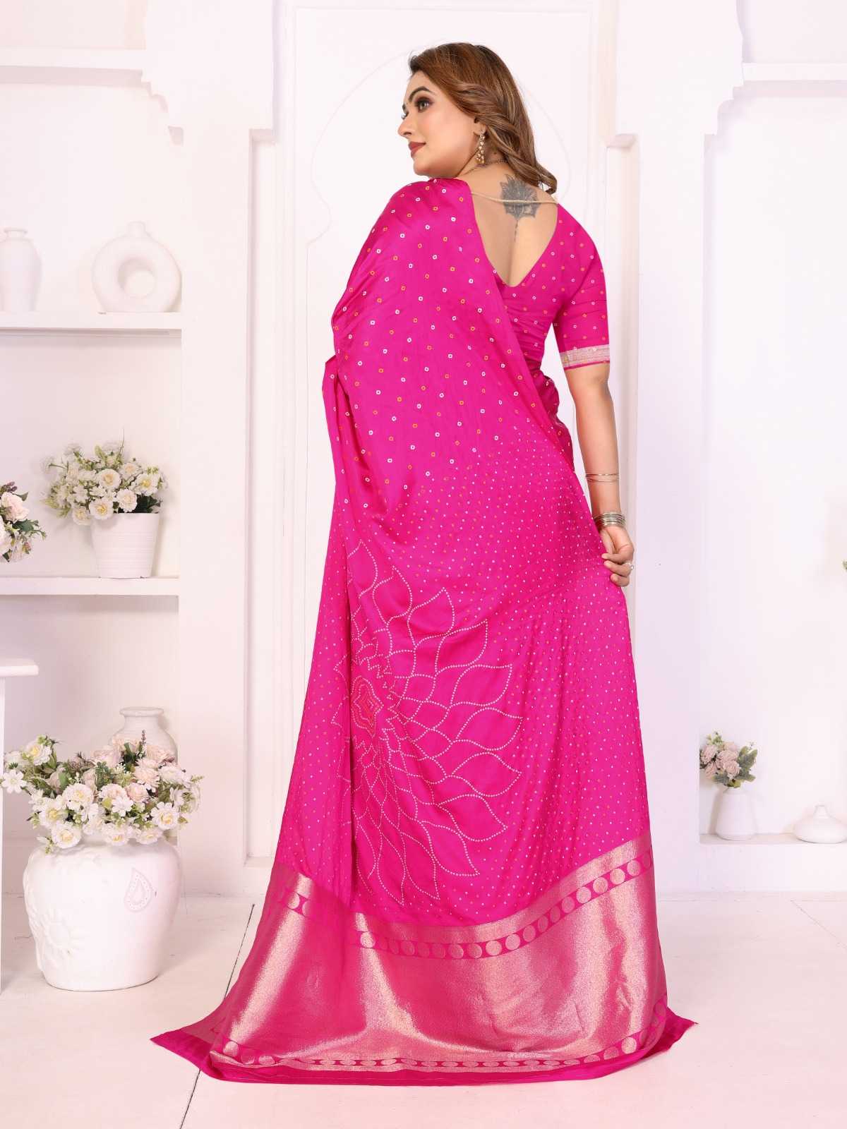 Salimar Satin Silk Bandhani Bandhej Saree