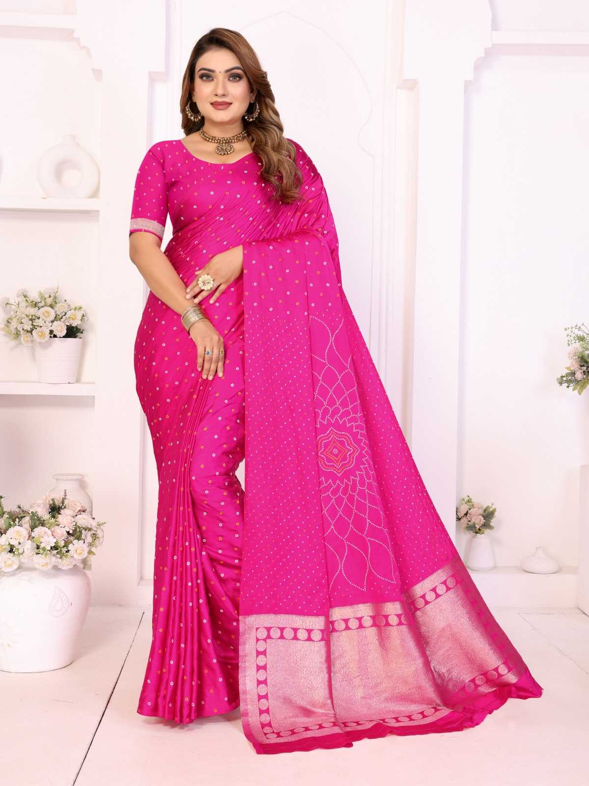 Salimar Satin Silk Bandhani Bandhej Saree