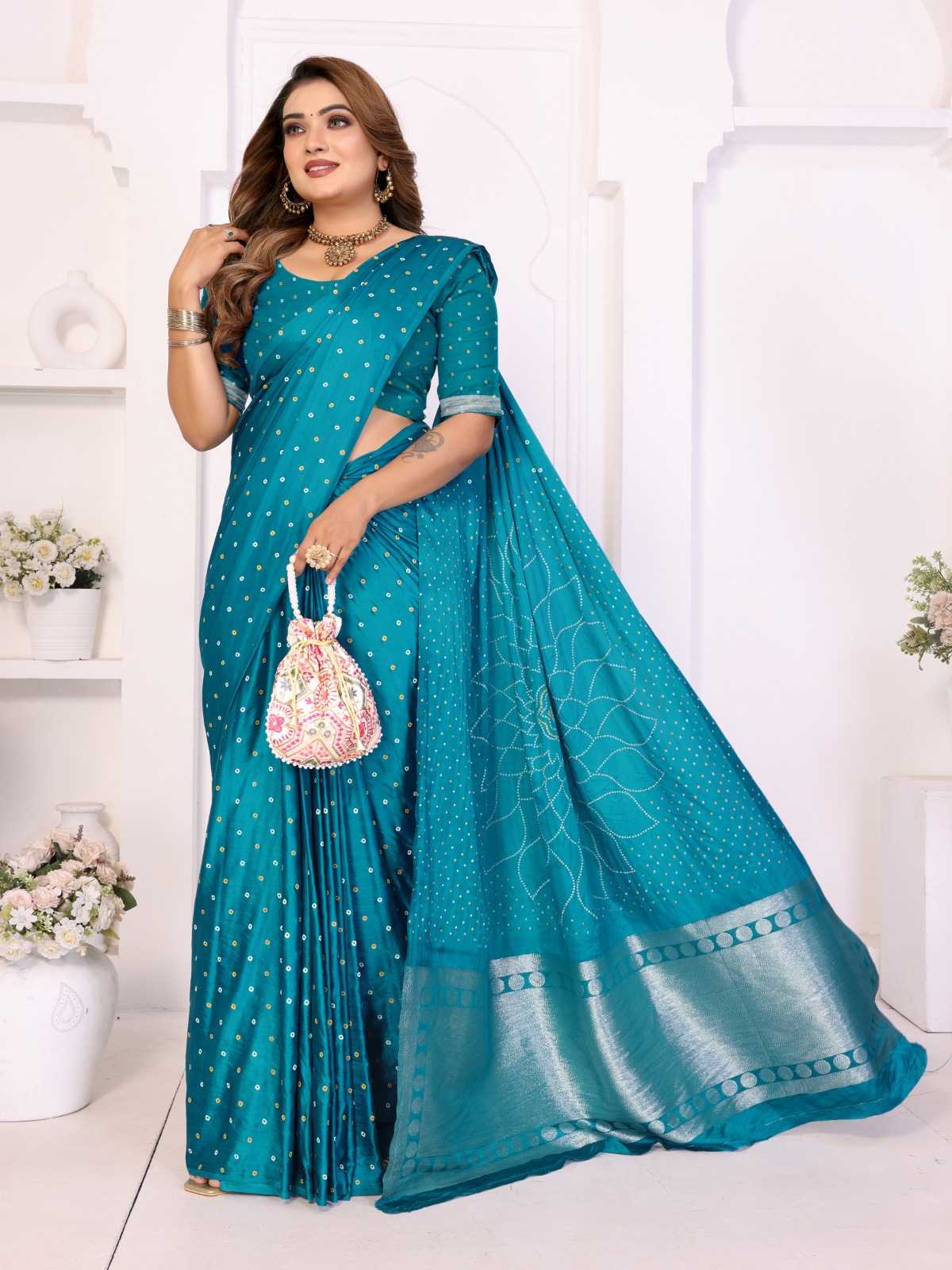 Salimar Satin Silk Bandhani Bandhej Saree