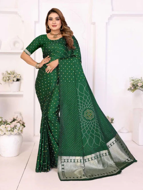 Salimar Satin Silk Bandhani Bandhej Saree