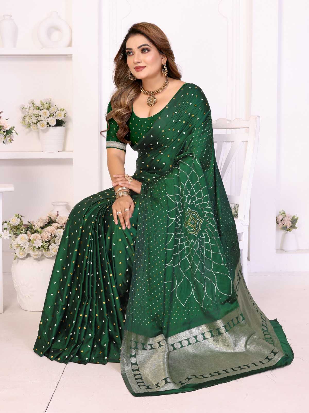 Salimar Satin Silk Bandhani Bandhej Saree