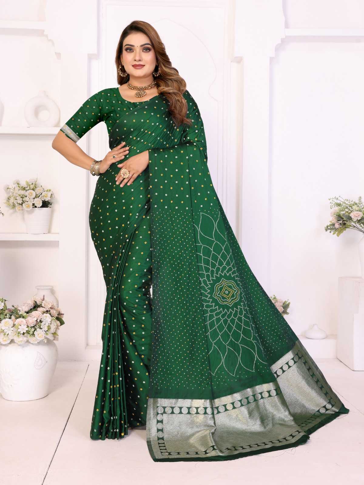 Salimar Satin Silk Bandhani Bandhej Saree