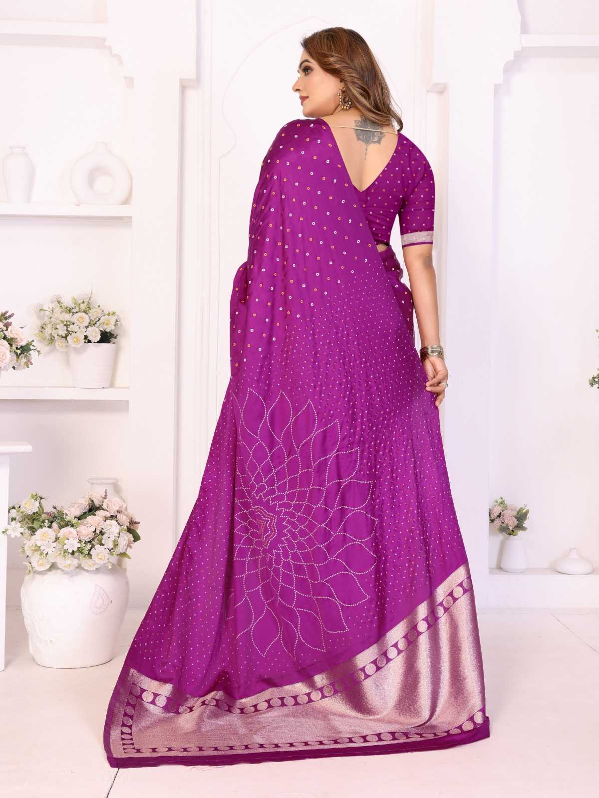 Salimar Satin Silk Bandhani Bandhej Saree