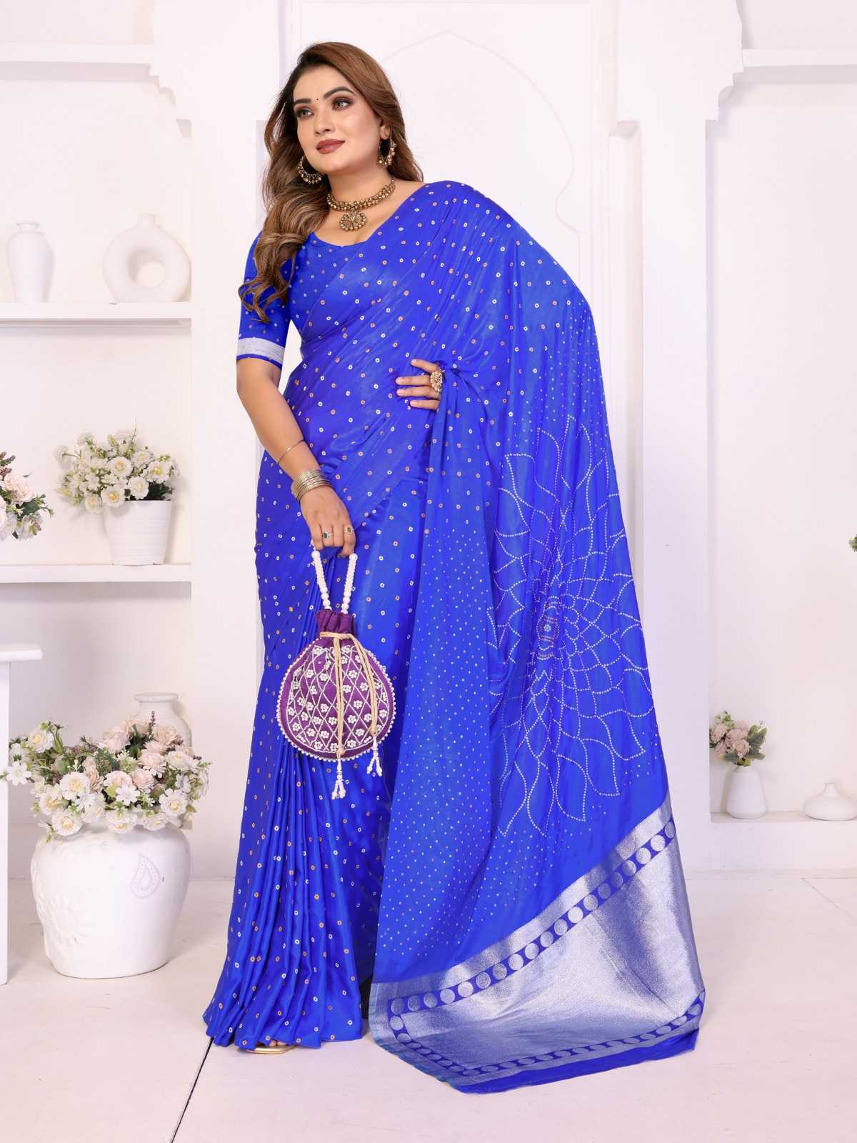 Salimar Satin Silk Bandhani Bandhej Saree