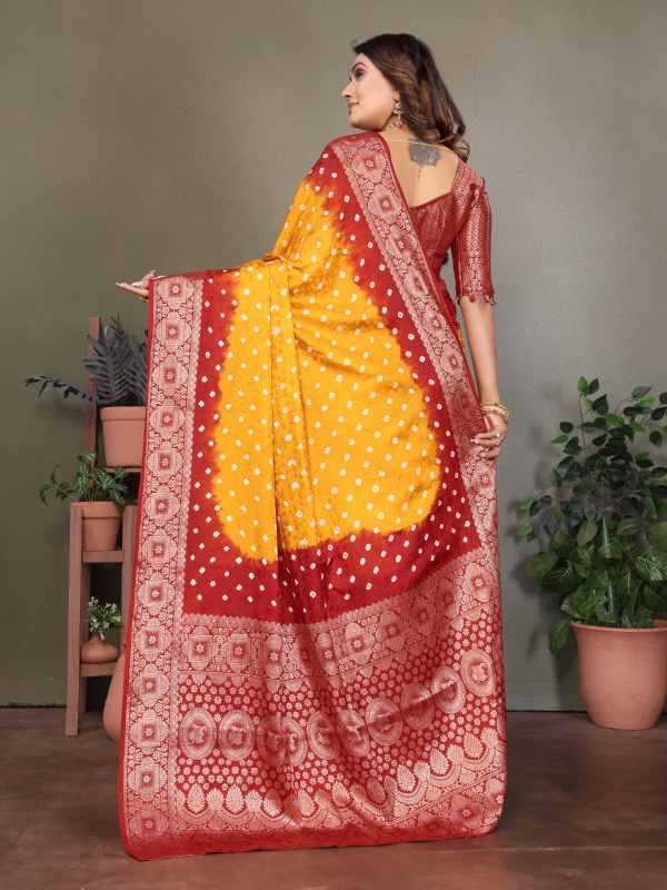 Satyavati Satin Silk Bandhani Bandhej Saree