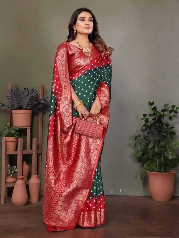 Satyavati Satin Silk Bandhani Bandhej Saree