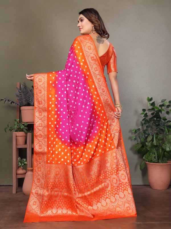 Satyavati Satin Silk Bandhani Bandhej Saree