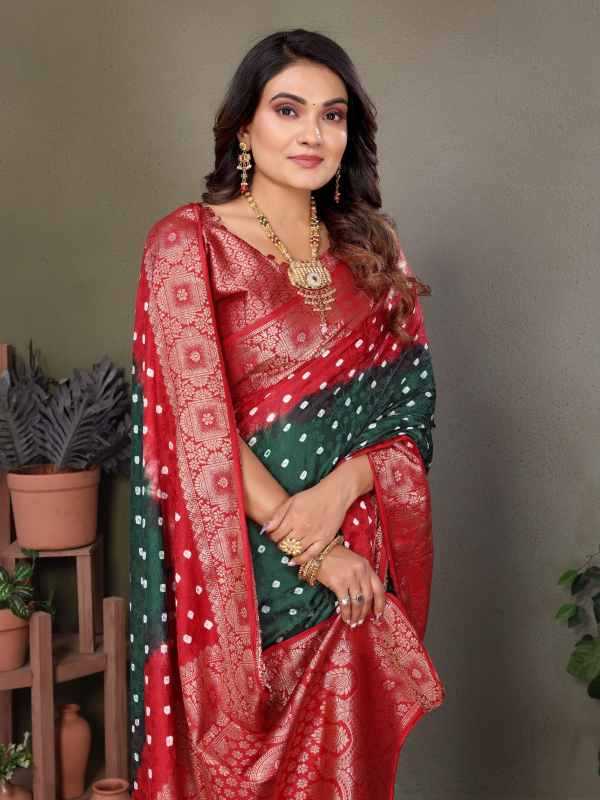 Satyavati Satin Silk Bandhani Bandhej Saree