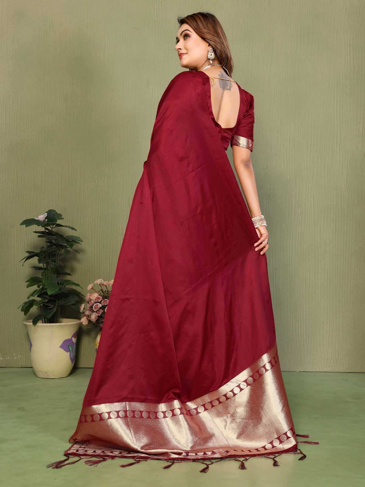 Swargini Satin Silk Zari Border Saree