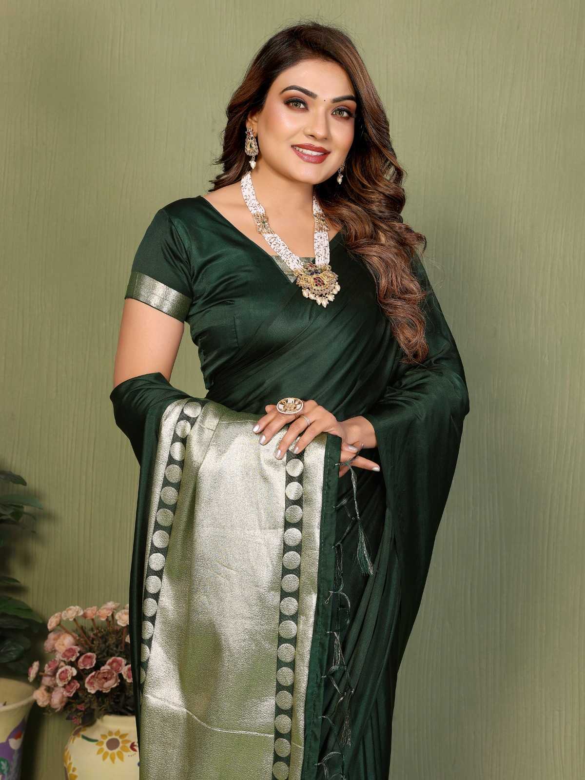 Swargini Satin Silk Zari Border Saree
