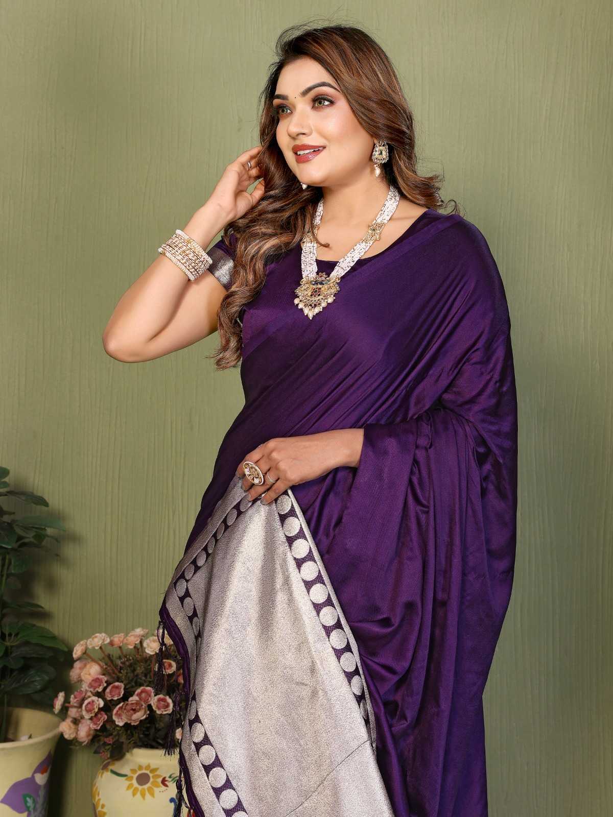 Swargini Satin Silk Zari Border Saree
