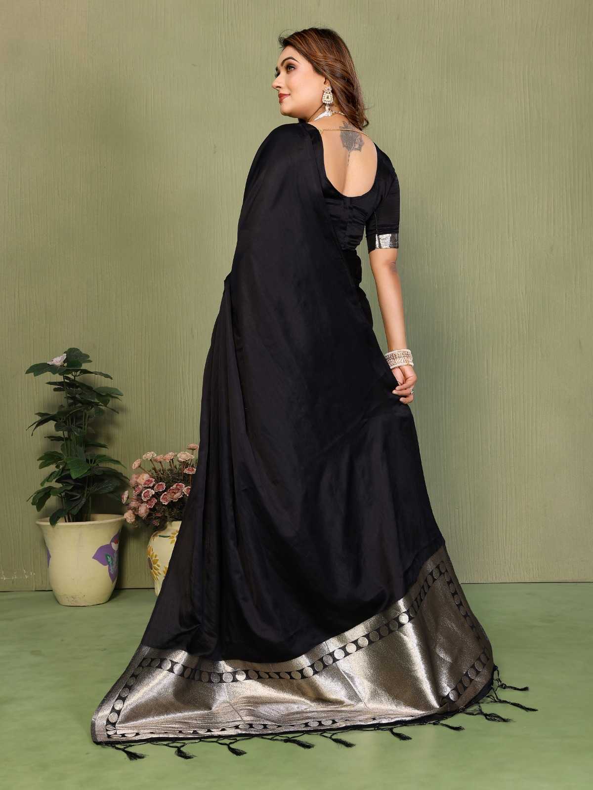 Swargini Satin Silk Zari Border Saree