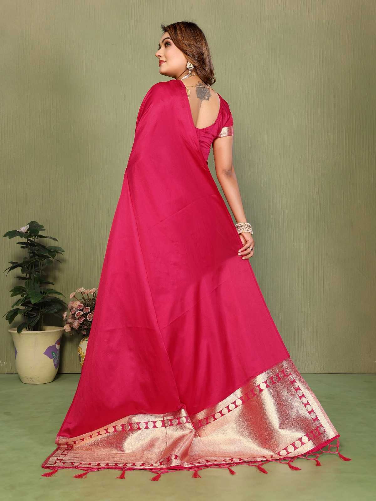 Swargini Satin Silk Zari Border Saree