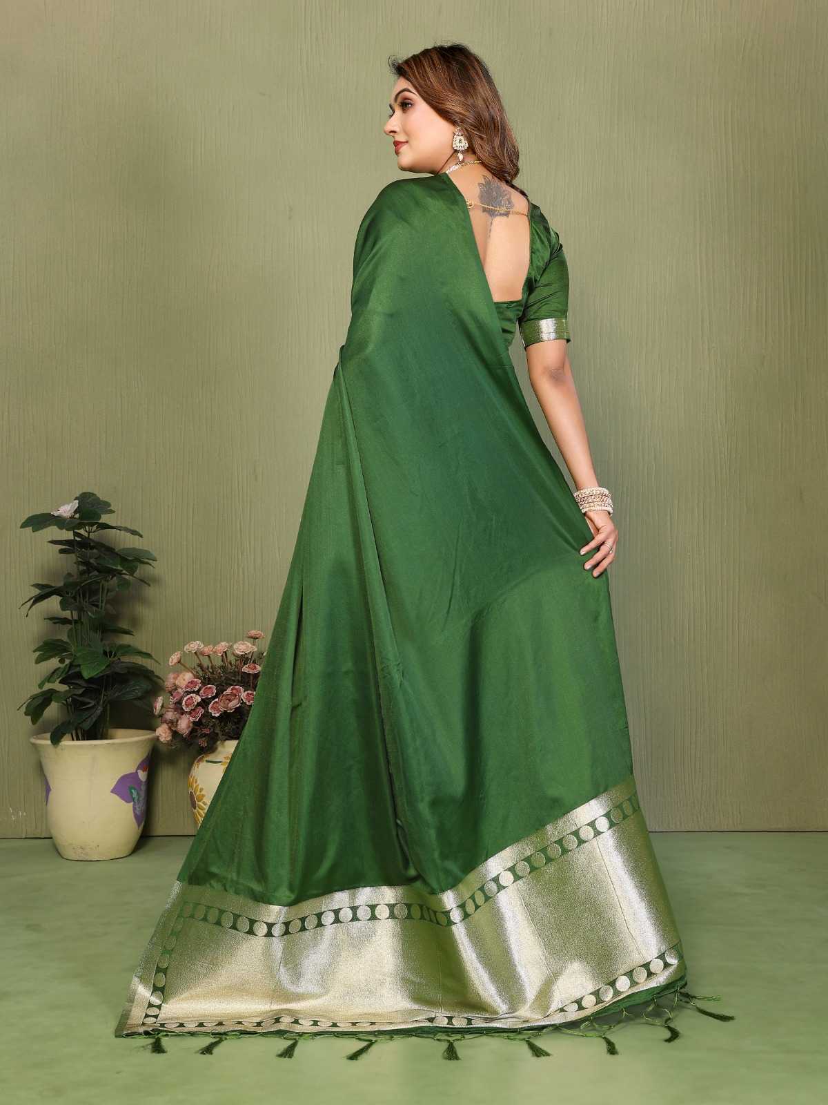 Swargini Satin Silk Zari Border Saree