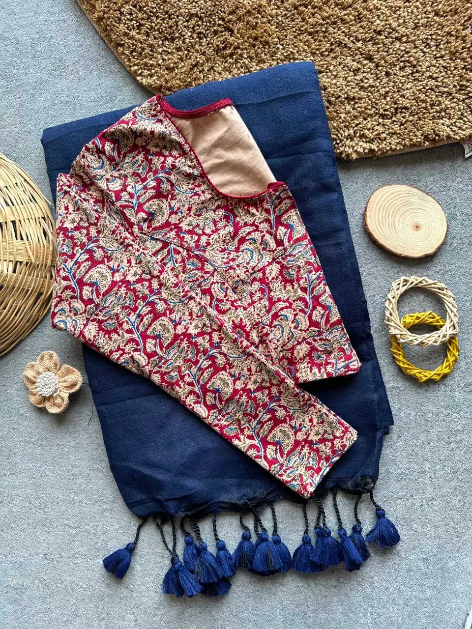 Khadi Cotton Designer Blouse in Off White