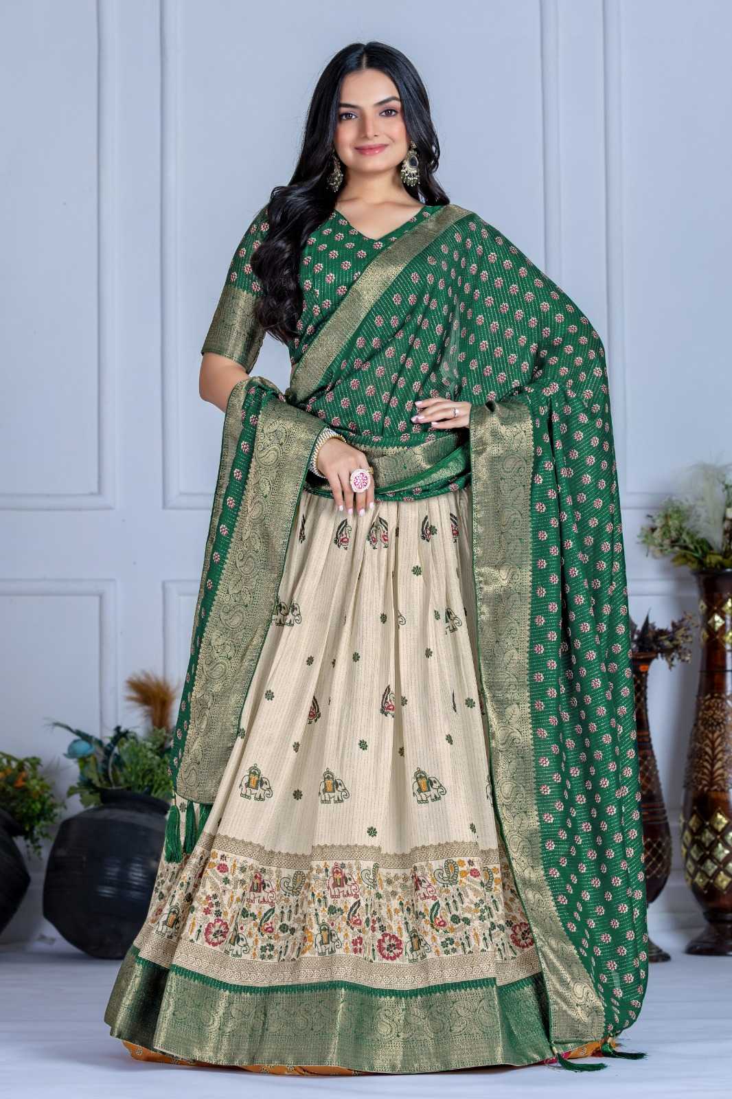 Lichi Silk Designer Lehenga in Yellow