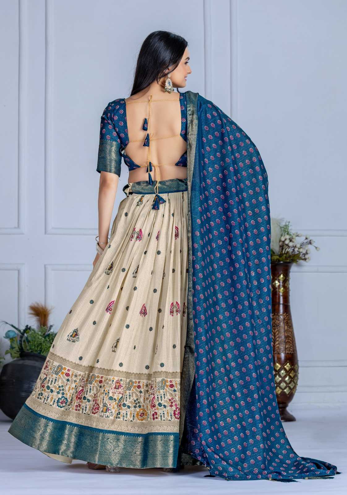 Lichi Silk Designer Lehenga in Yellow
