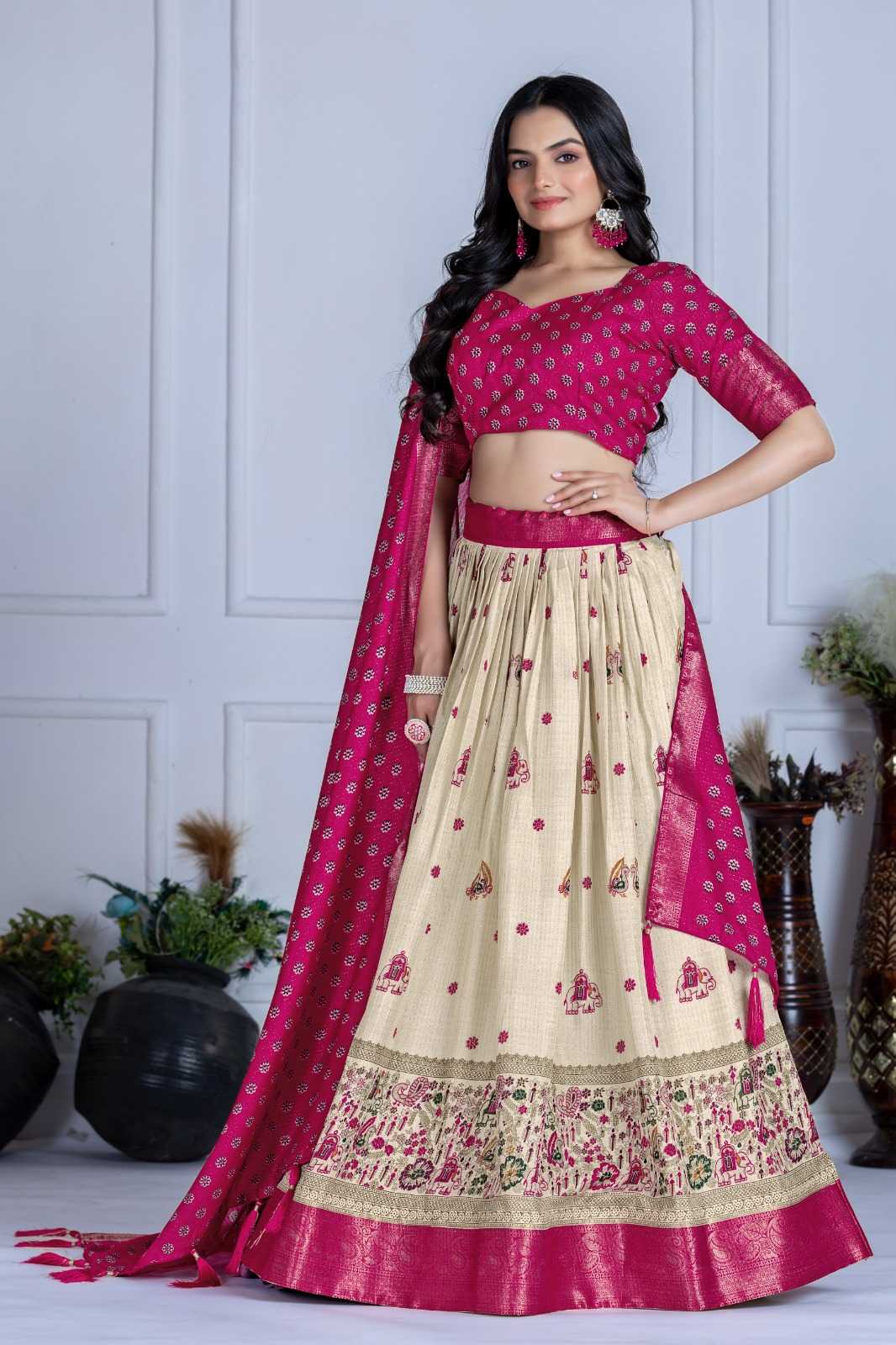 Lichi Silk Designer Lehenga in Yellow