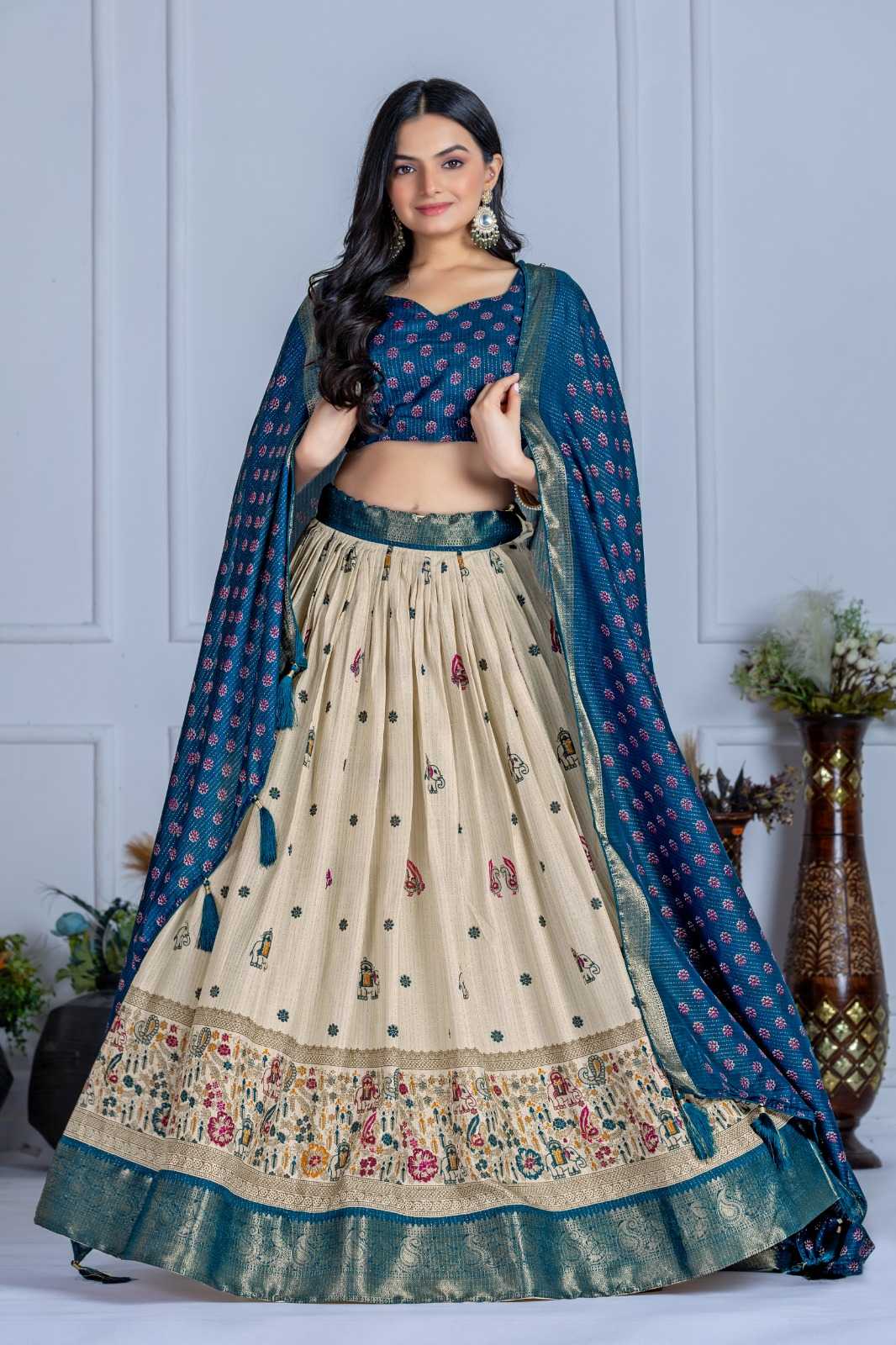 Lichi Silk Designer Lehenga in Yellow