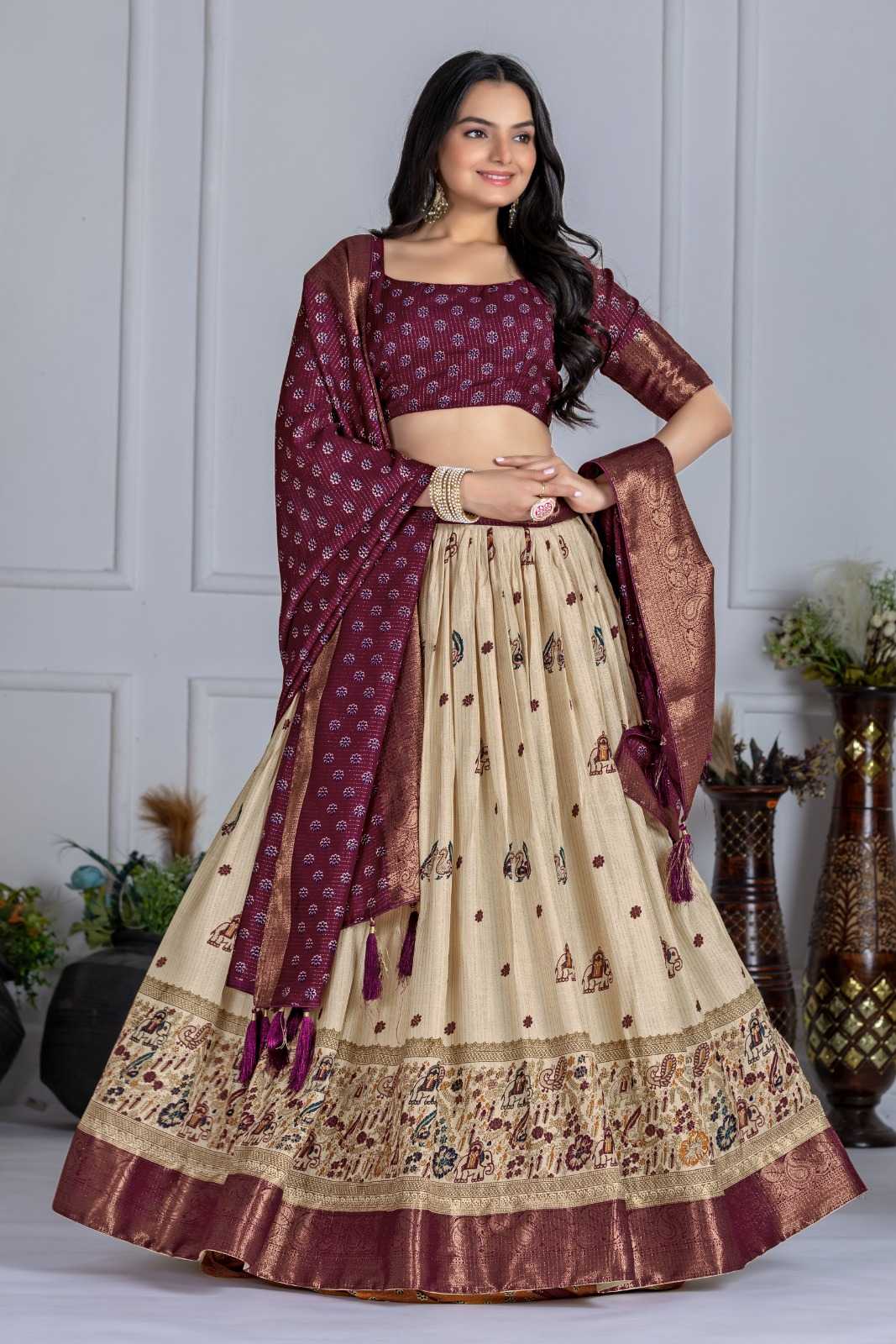 Lichi Silk Designer Lehenga in Yellow