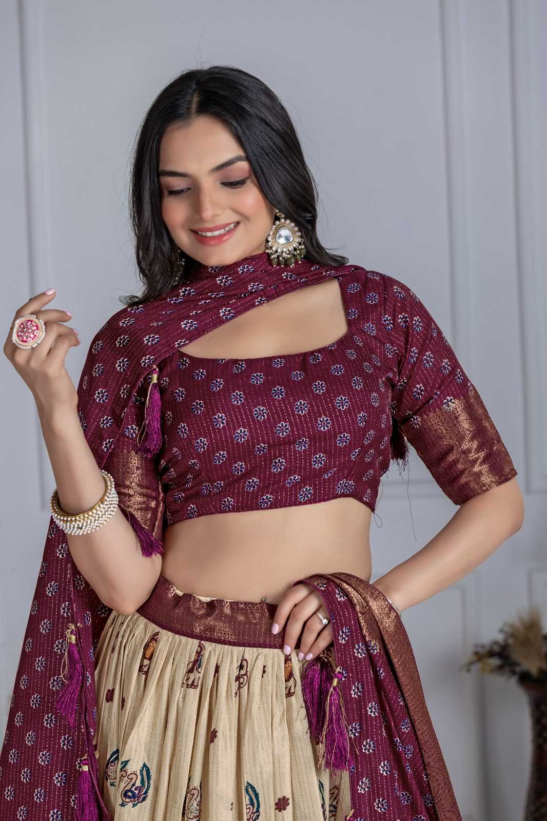 Lichi Silk Designer Lehenga in Yellow