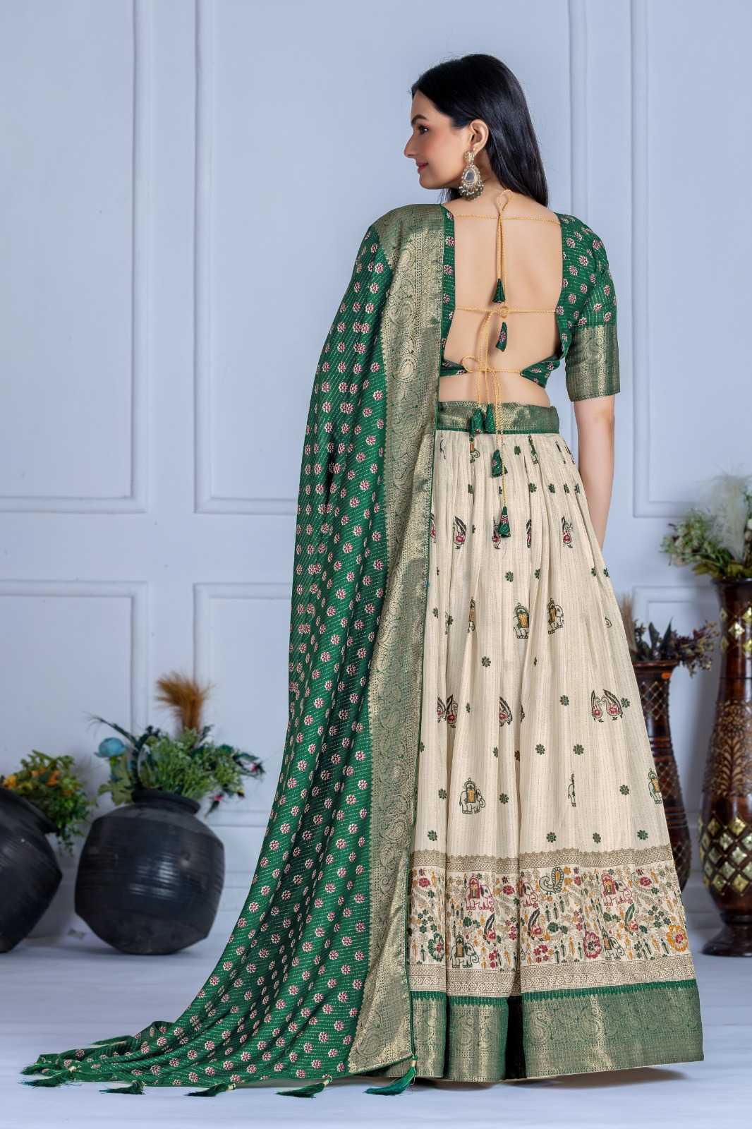 Lichi Silk Designer Lehenga in Yellow