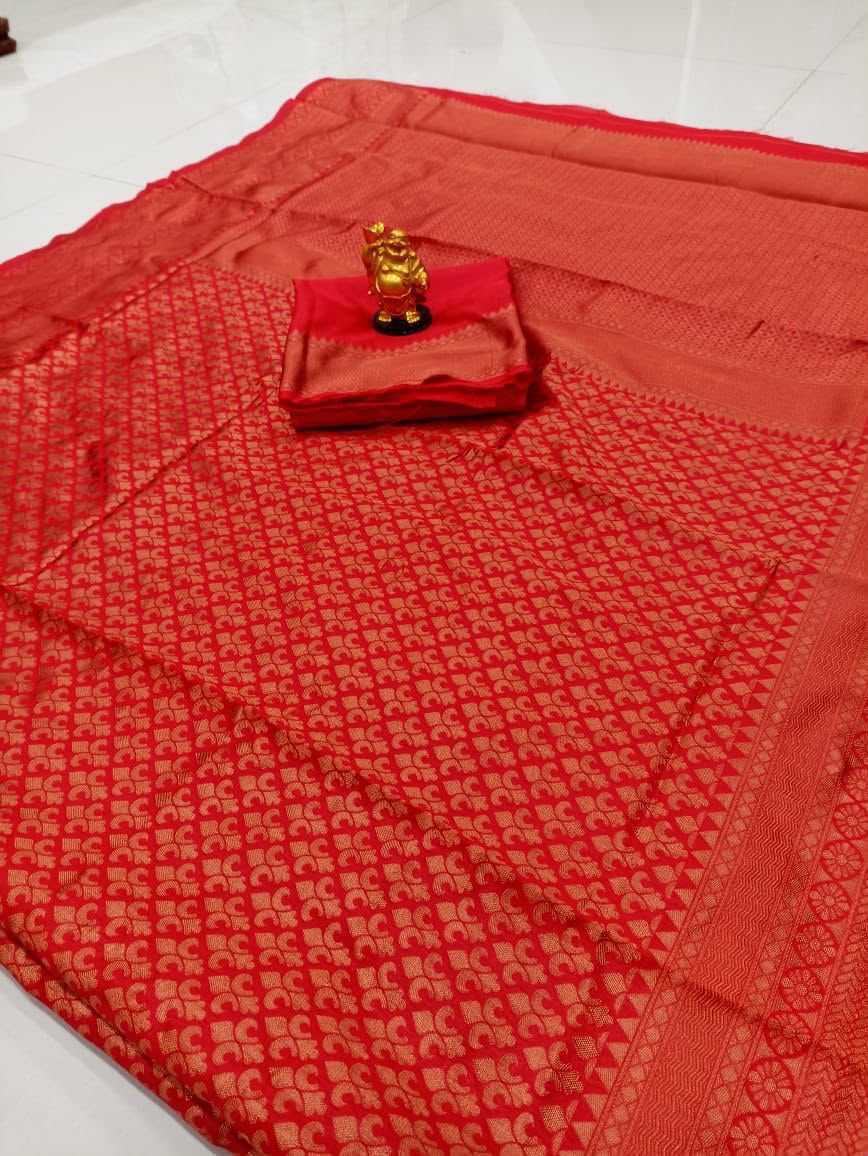 Lichi Silk Designer Saree in Rani