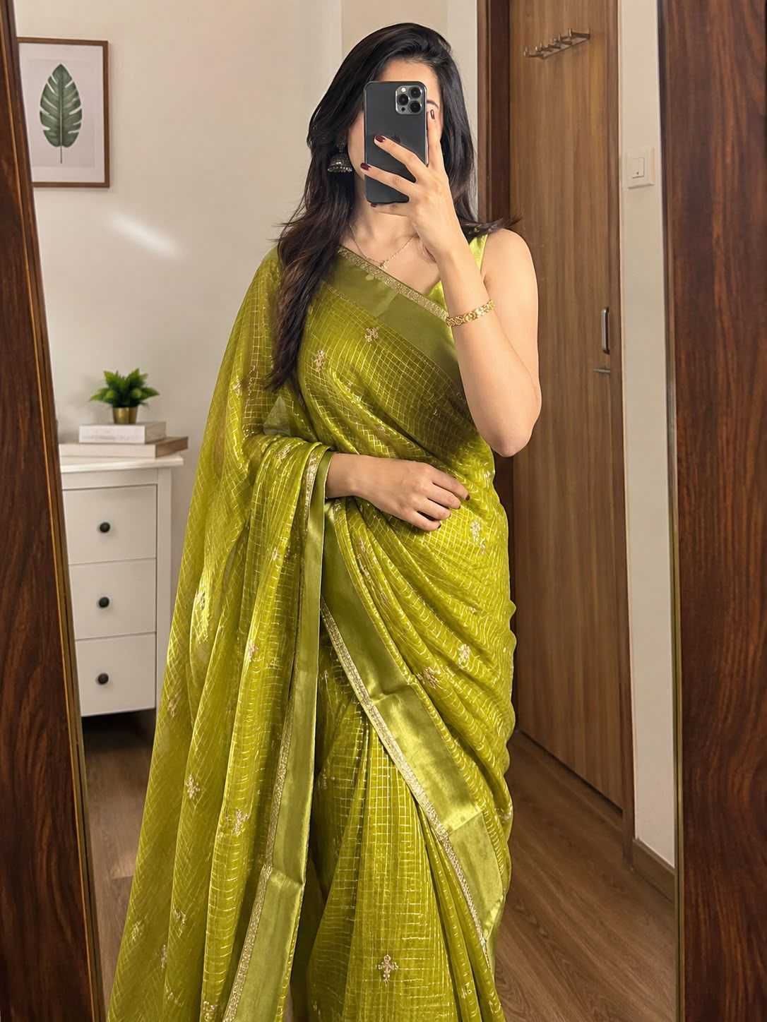 Premium Georgette Designer Saree in Dark Maroon