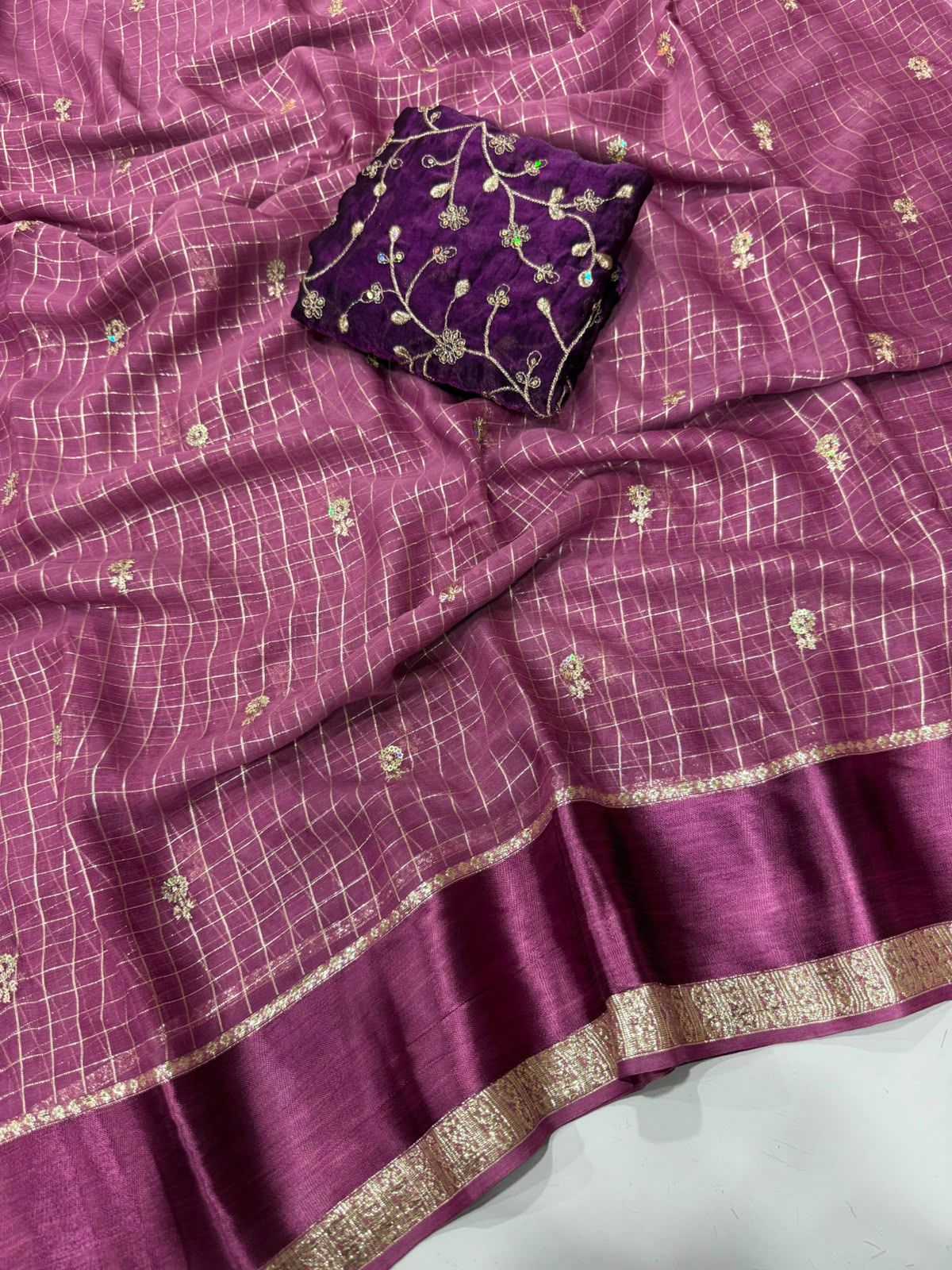 Premium Georgette Designer Saree in Dark Maroon