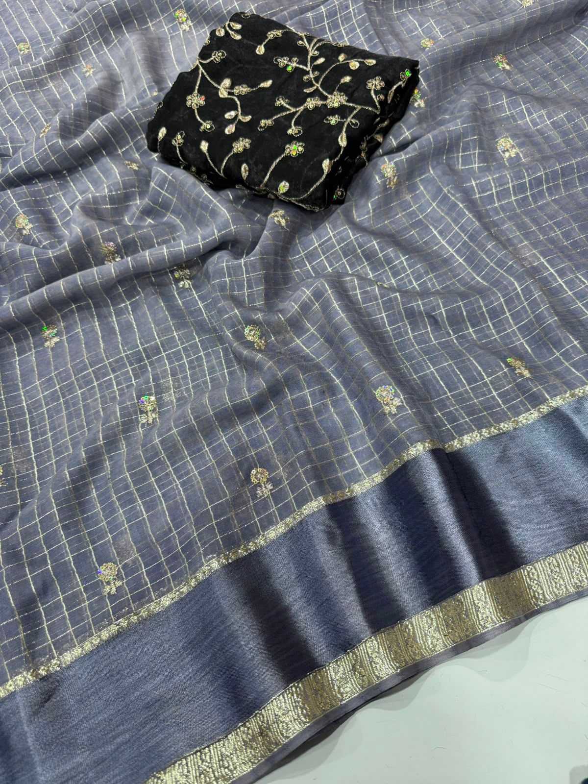 Premium Georgette Designer Saree in Dark Maroon