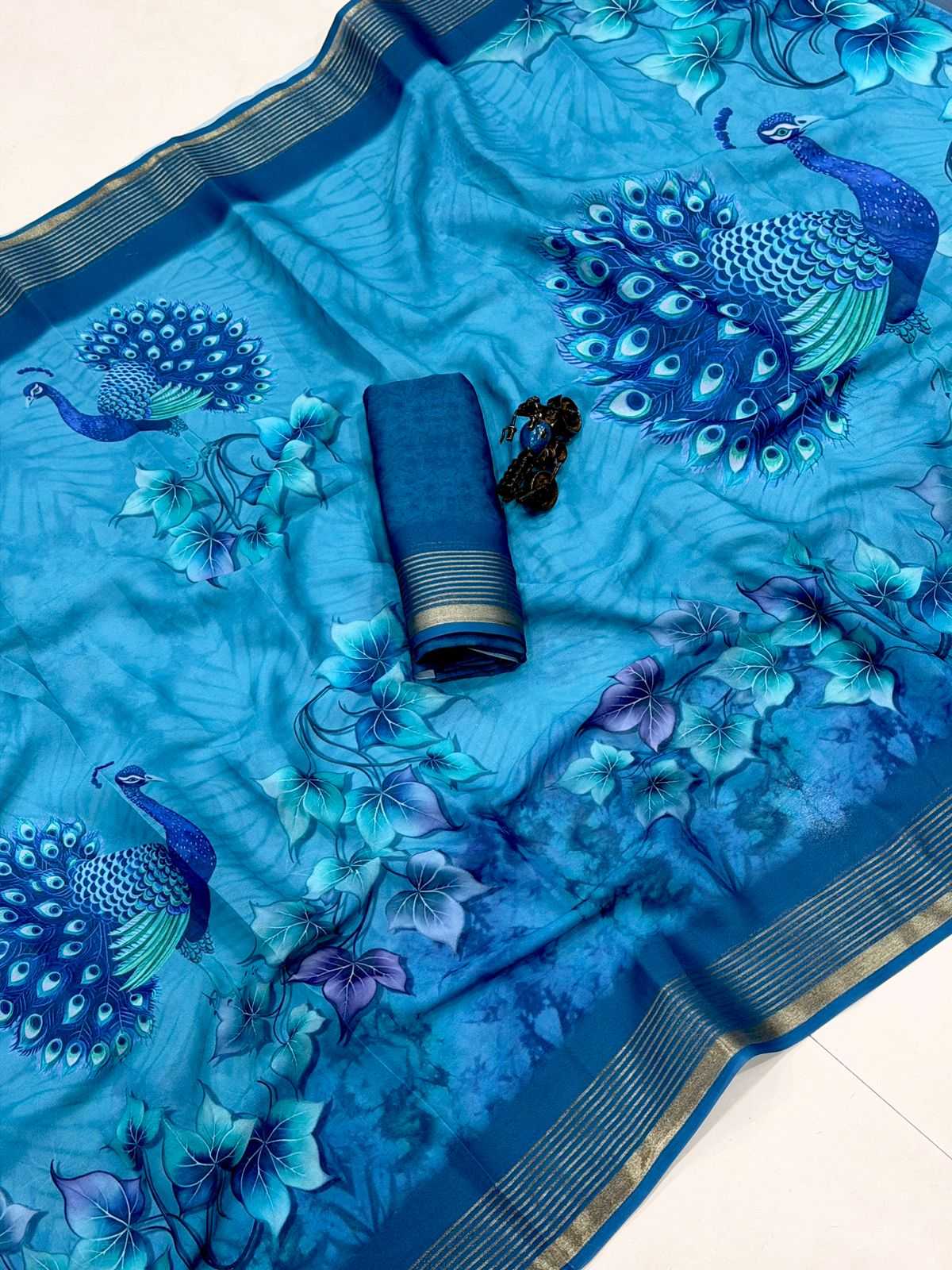 Premium Georgette Designer Saree in Blue