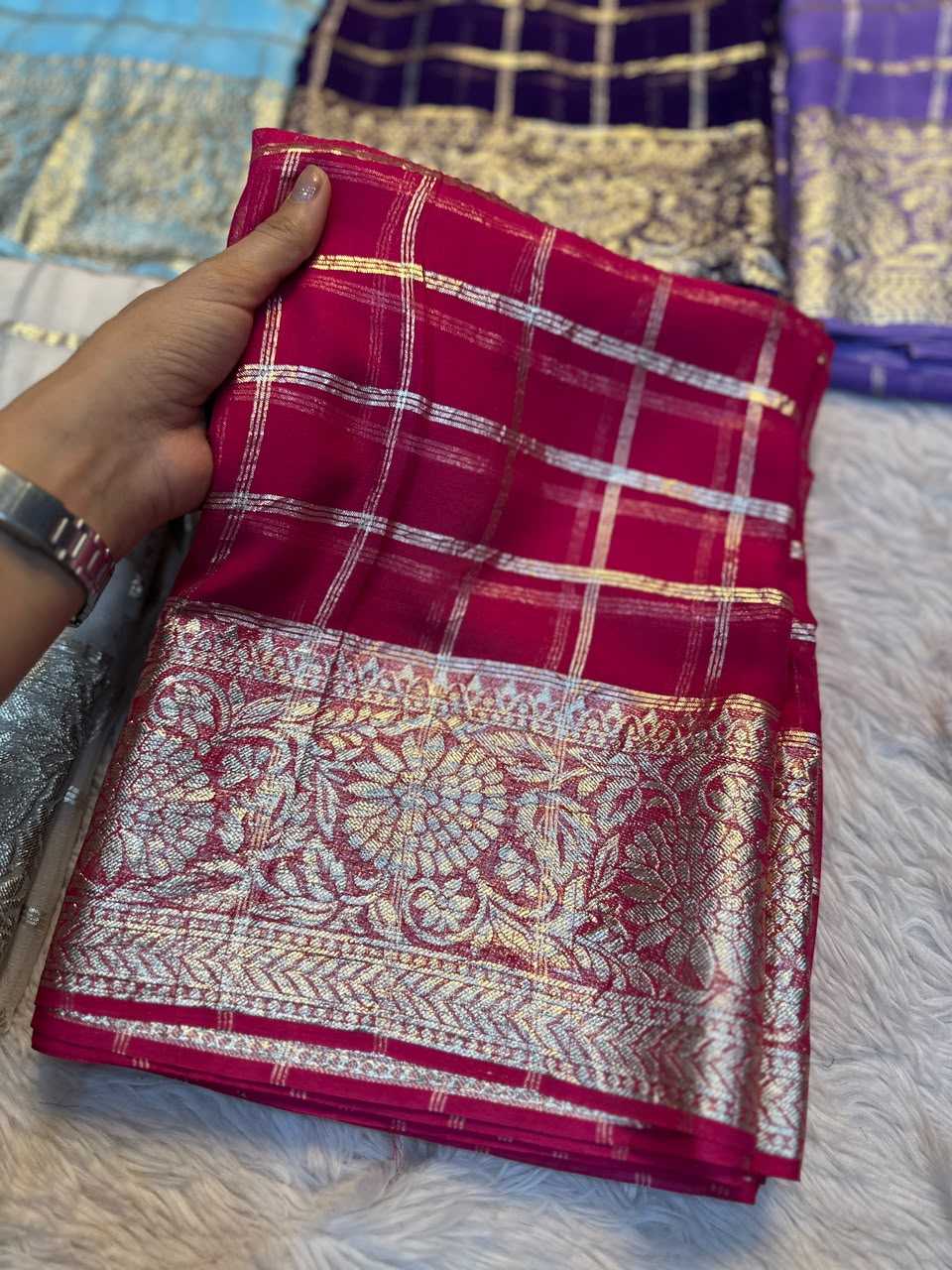 Premium Georgette Designer Saree in Red