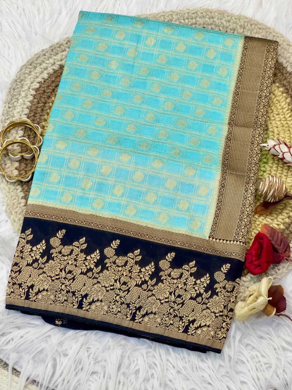 Premium Georgette Designer Saree in Sky Blue