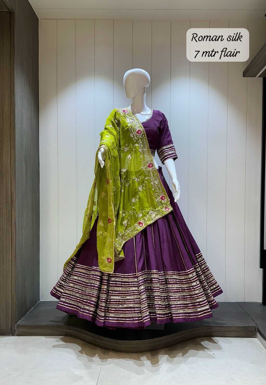 Premium Roman Silk Designer Lehenga