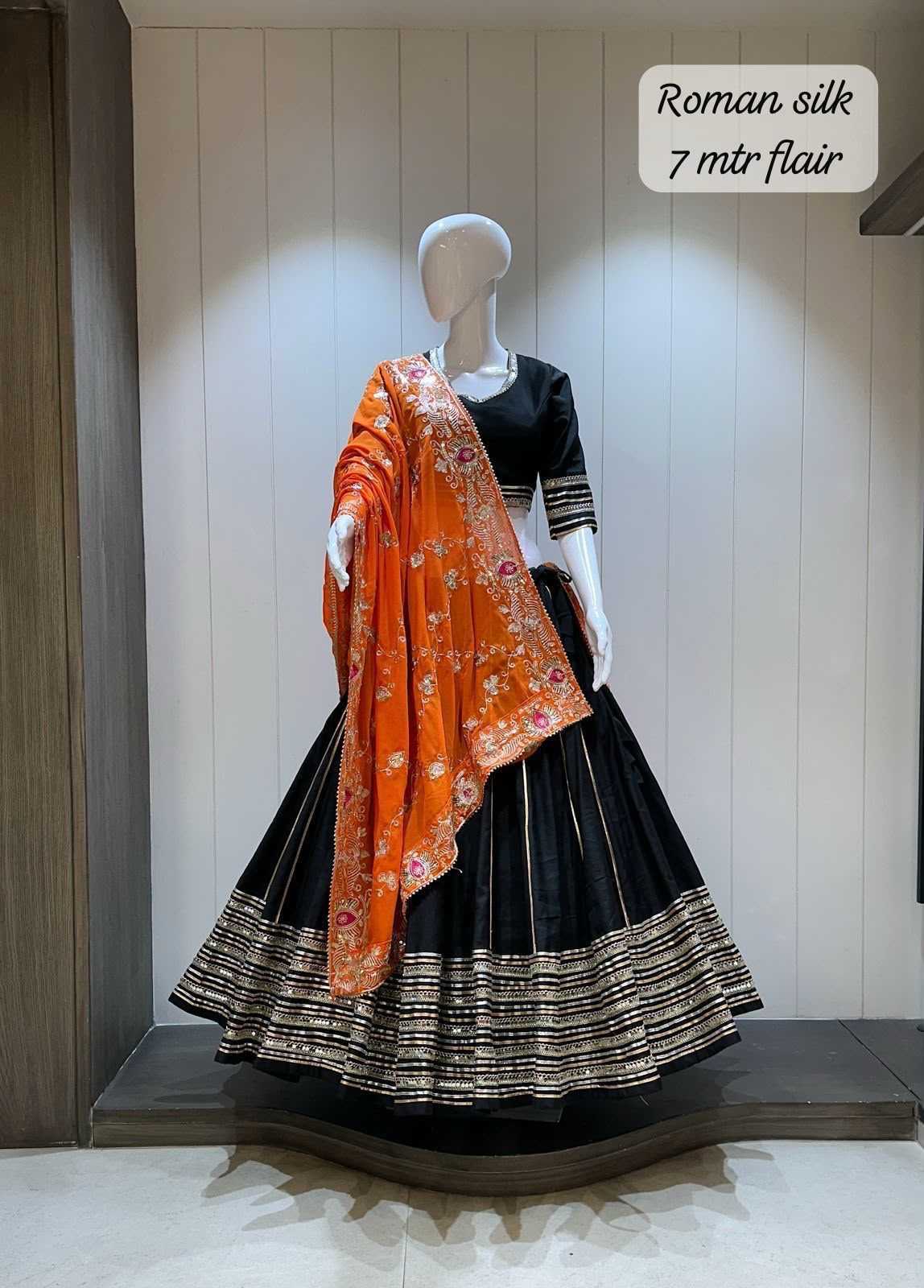 Premium Roman Silk Designer Lehenga