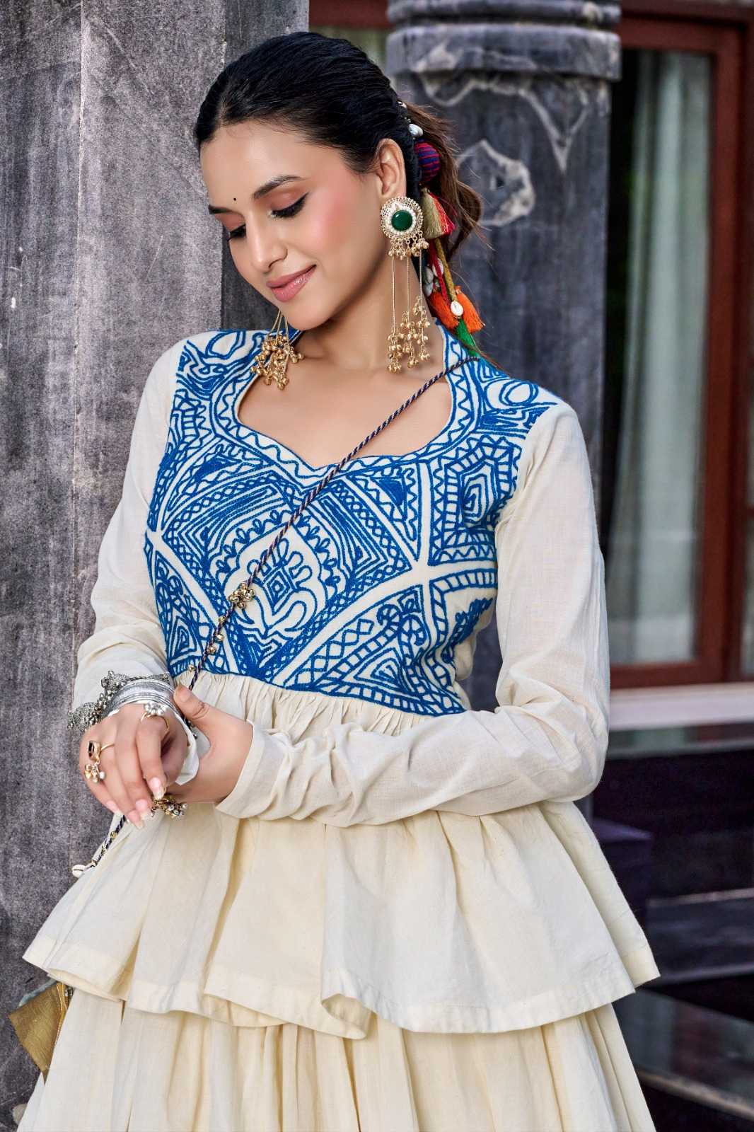 Pure Cotton Designer Lehenga in Beige