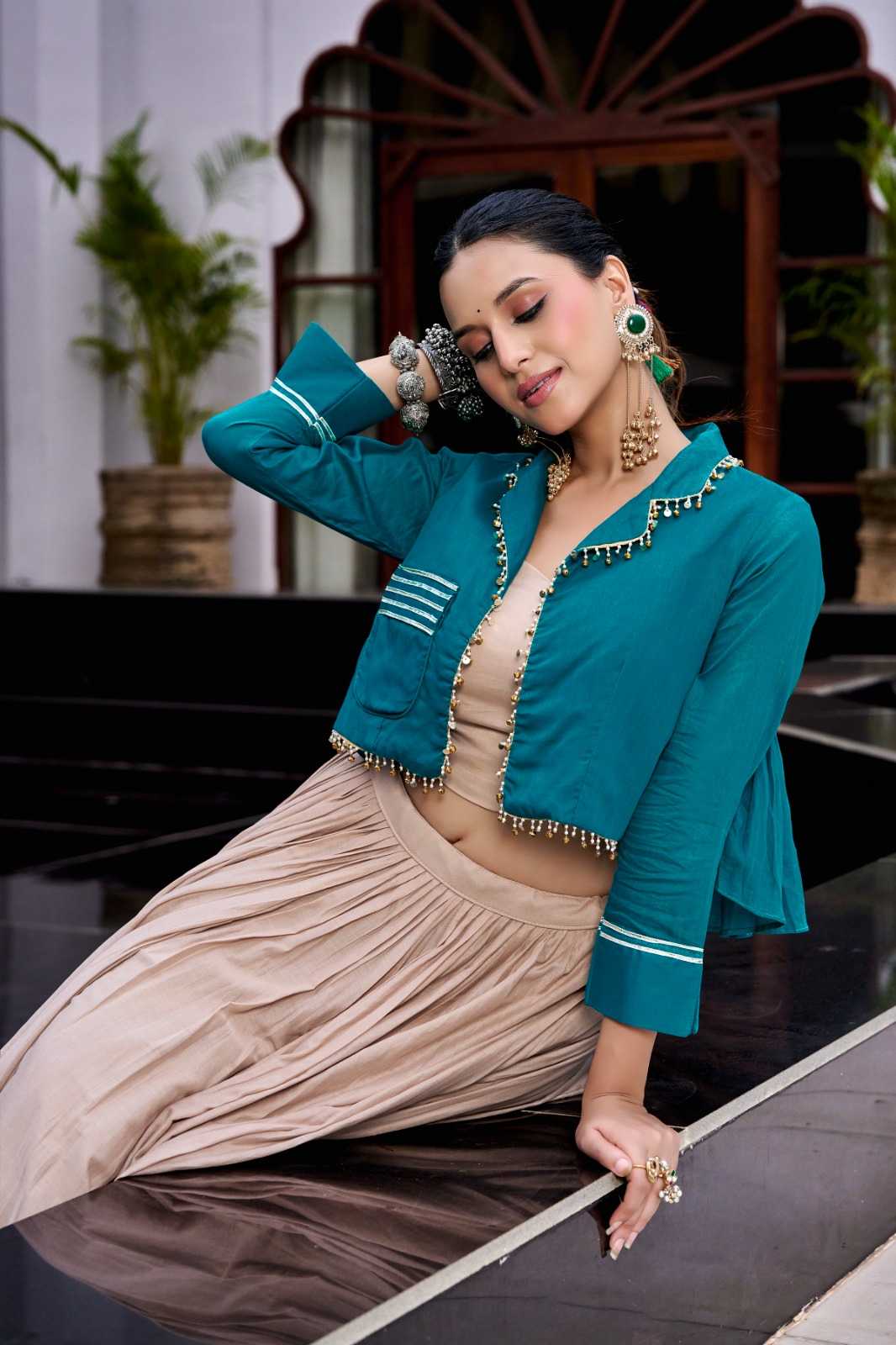 Pure Cotton Designer Lehenga in Beige