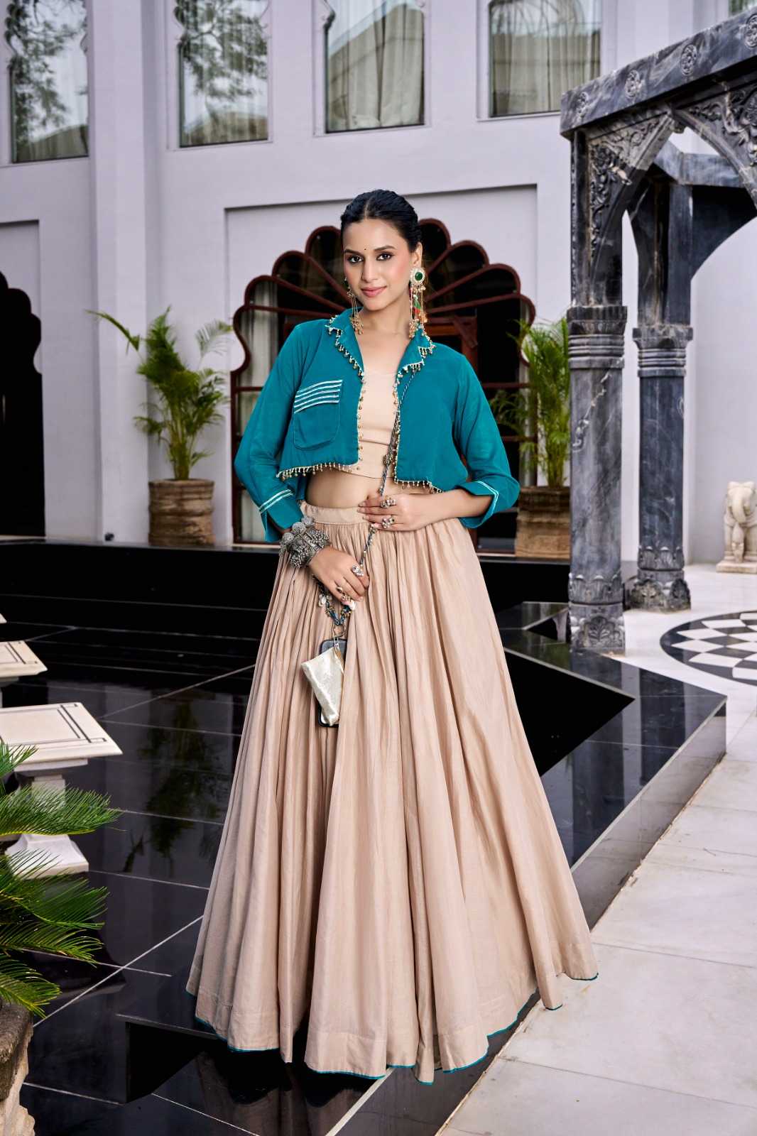 Pure Cotton Designer Lehenga in Beige