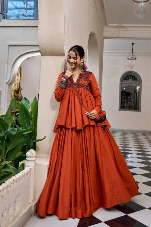 Pure Cotton Designer Lehenga in Beige