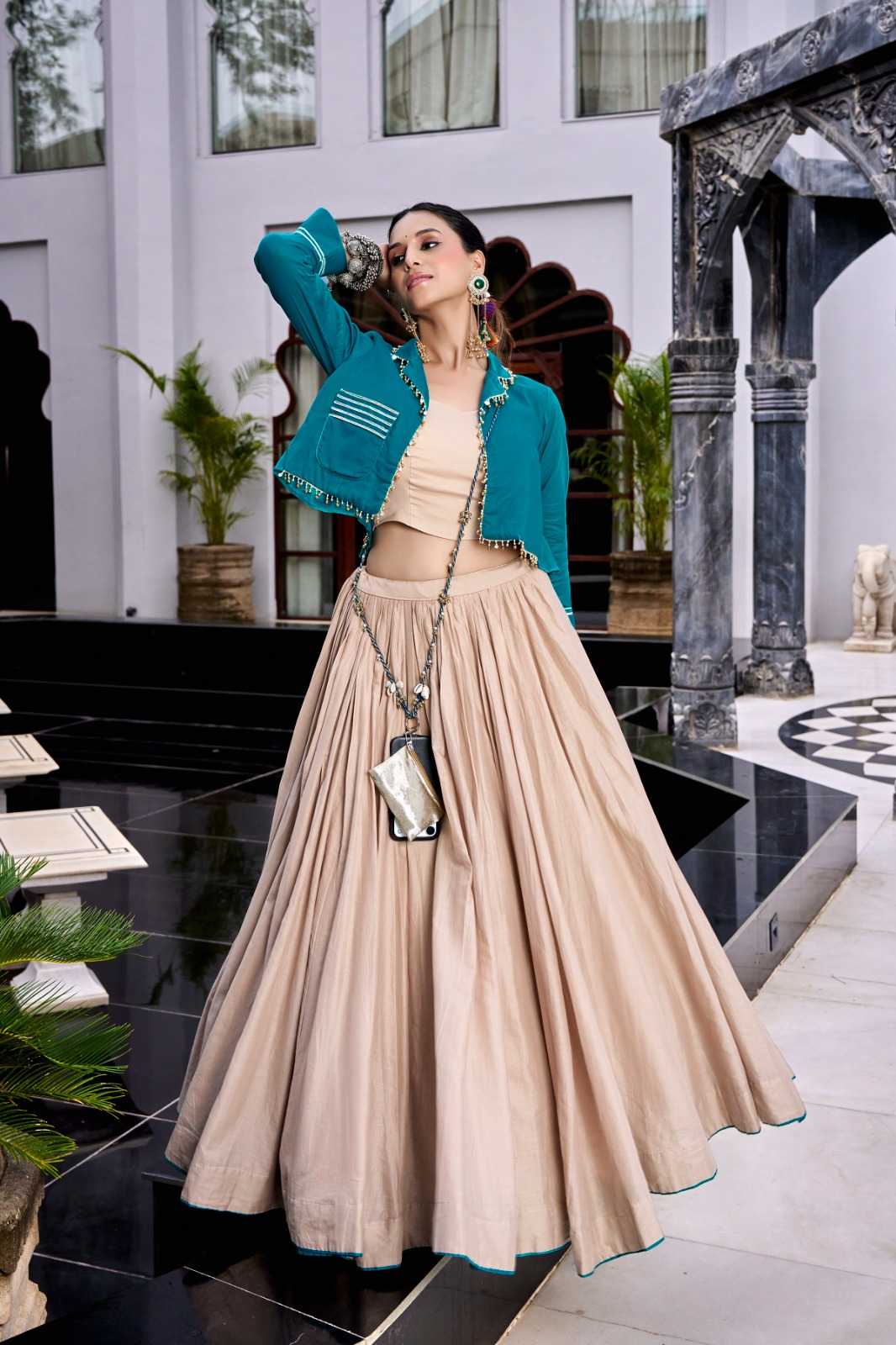 Pure Cotton Designer Lehenga in Beige