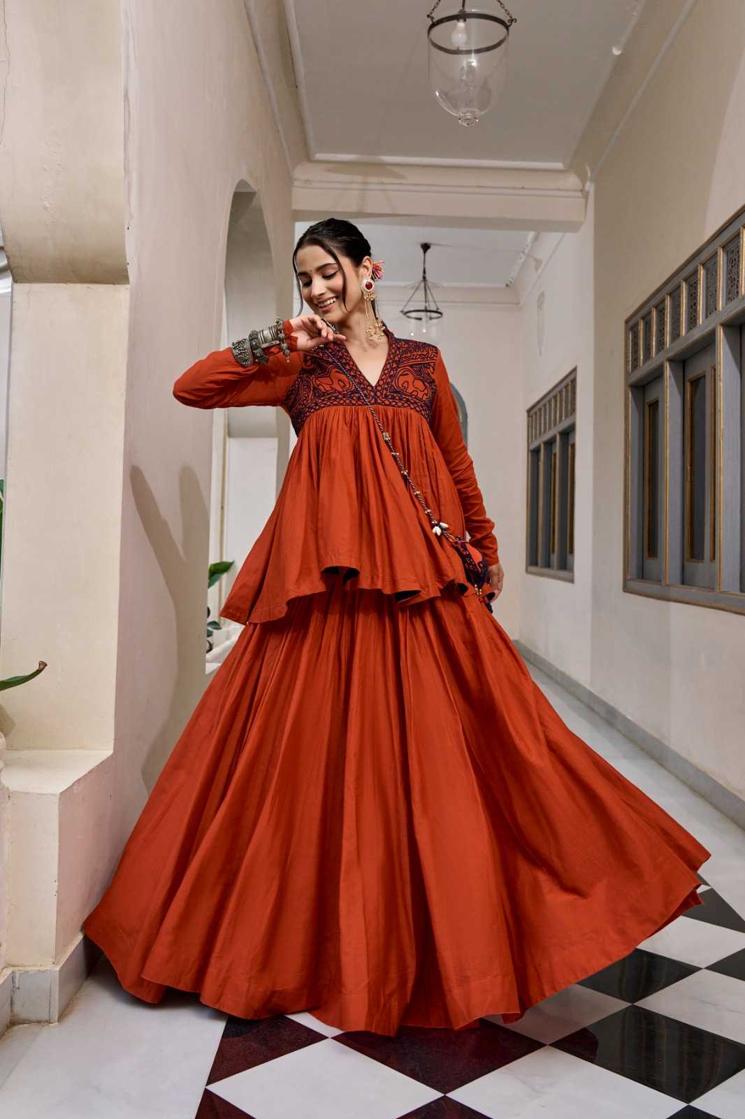 Pure Cotton Designer Lehenga in Beige