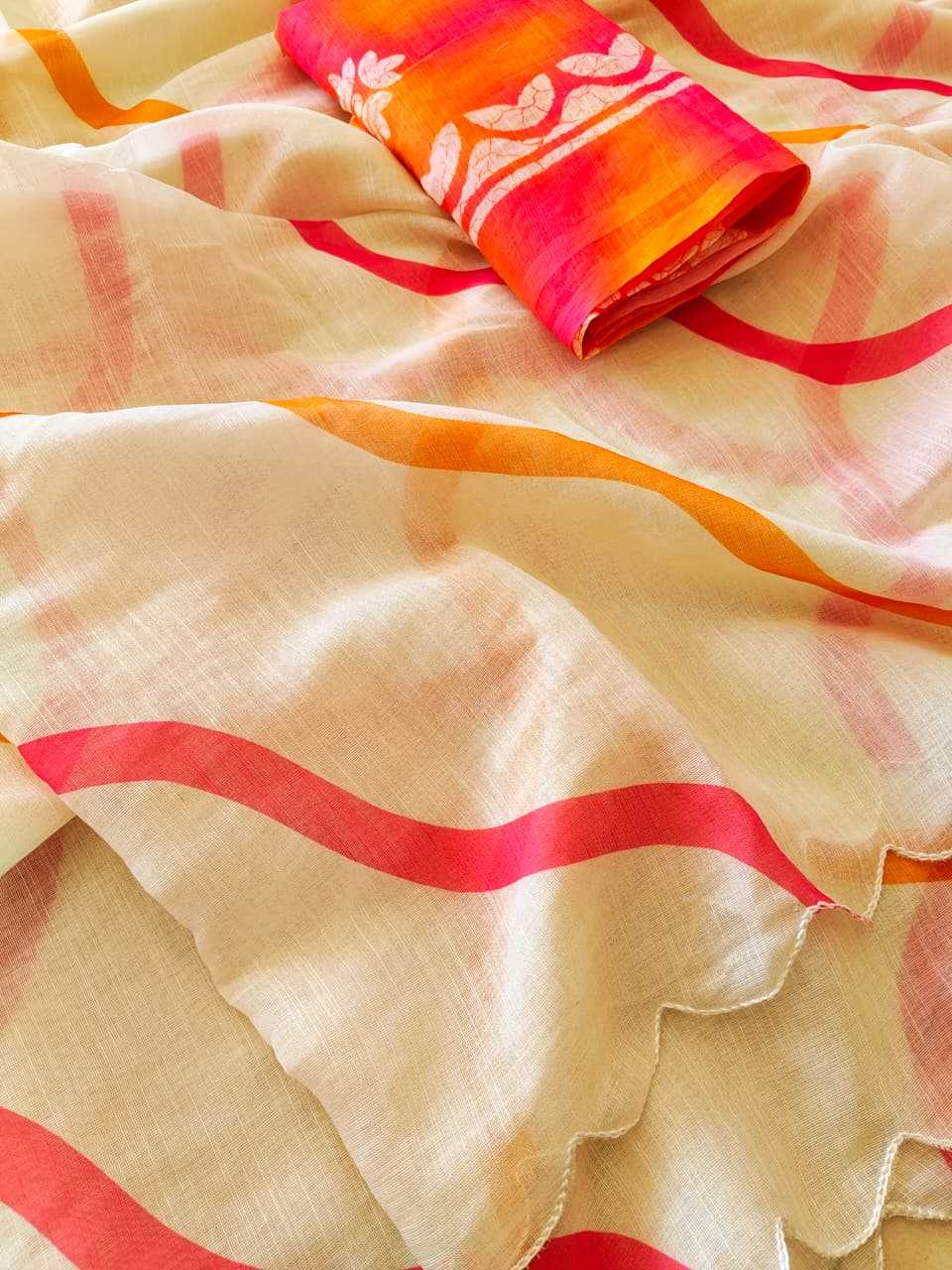 Pure Linen Leheriya Saree
