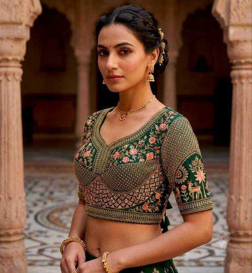 Pure Silk Sequence Embroidery Blouse