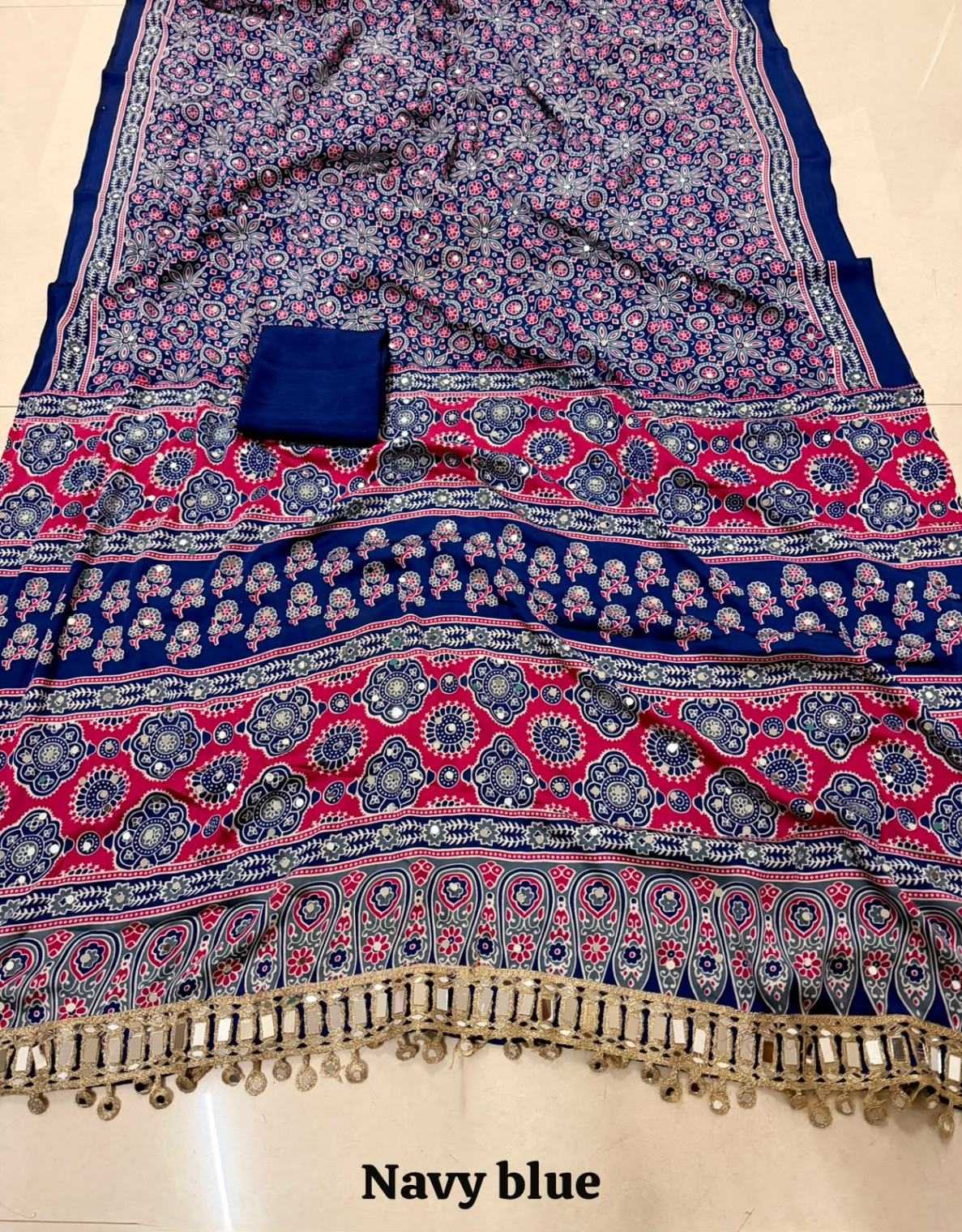 Pure Silk Soft Saree in Navy Blue