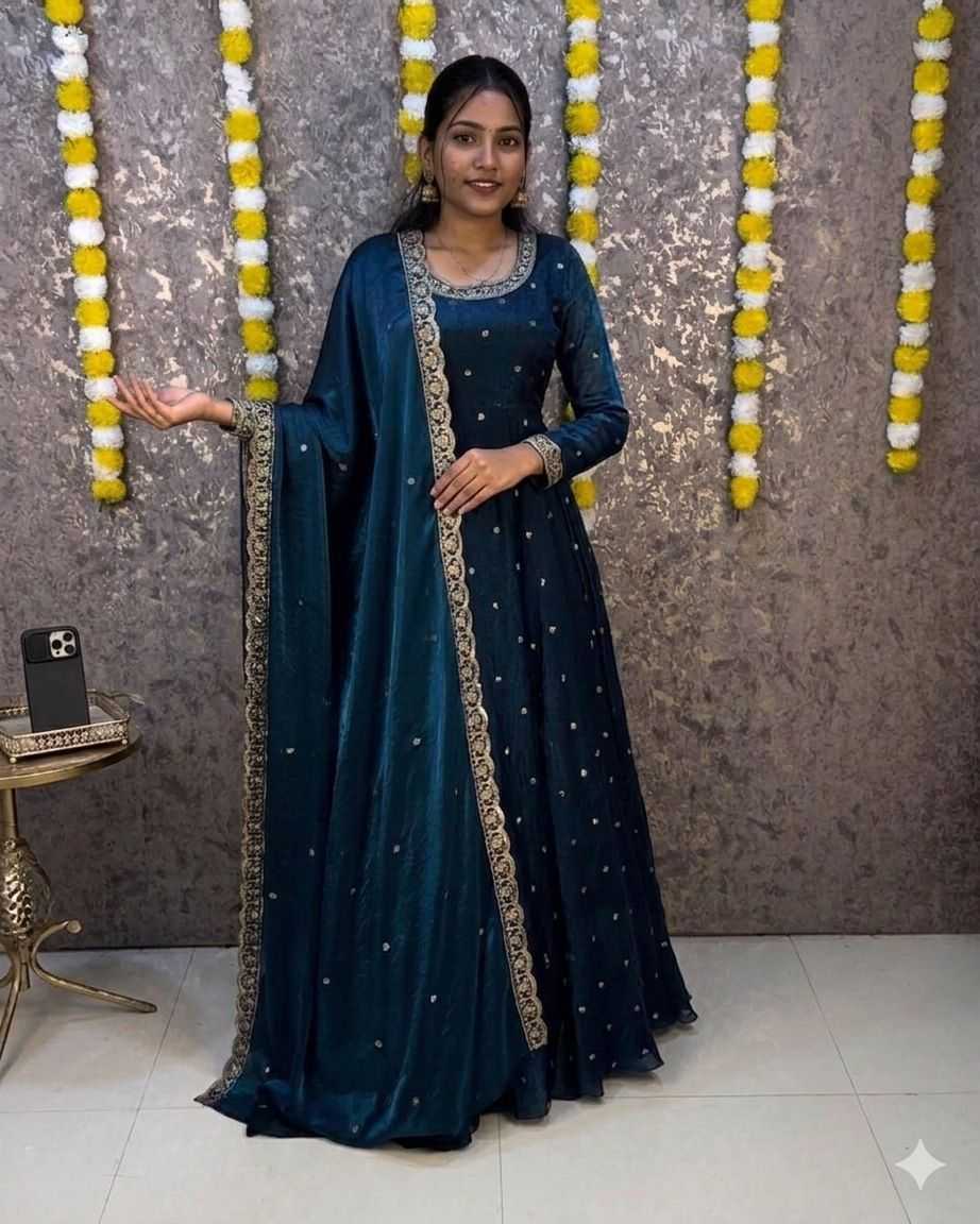 Space Silk Party Gown
