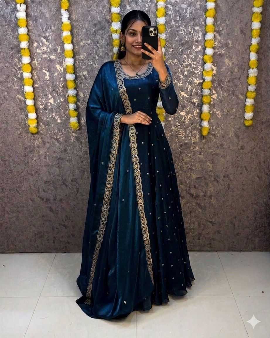 Space Silk Party Gown