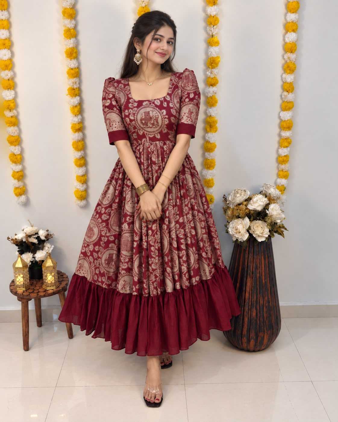 Sarita Vichitra Silk Printed Gown