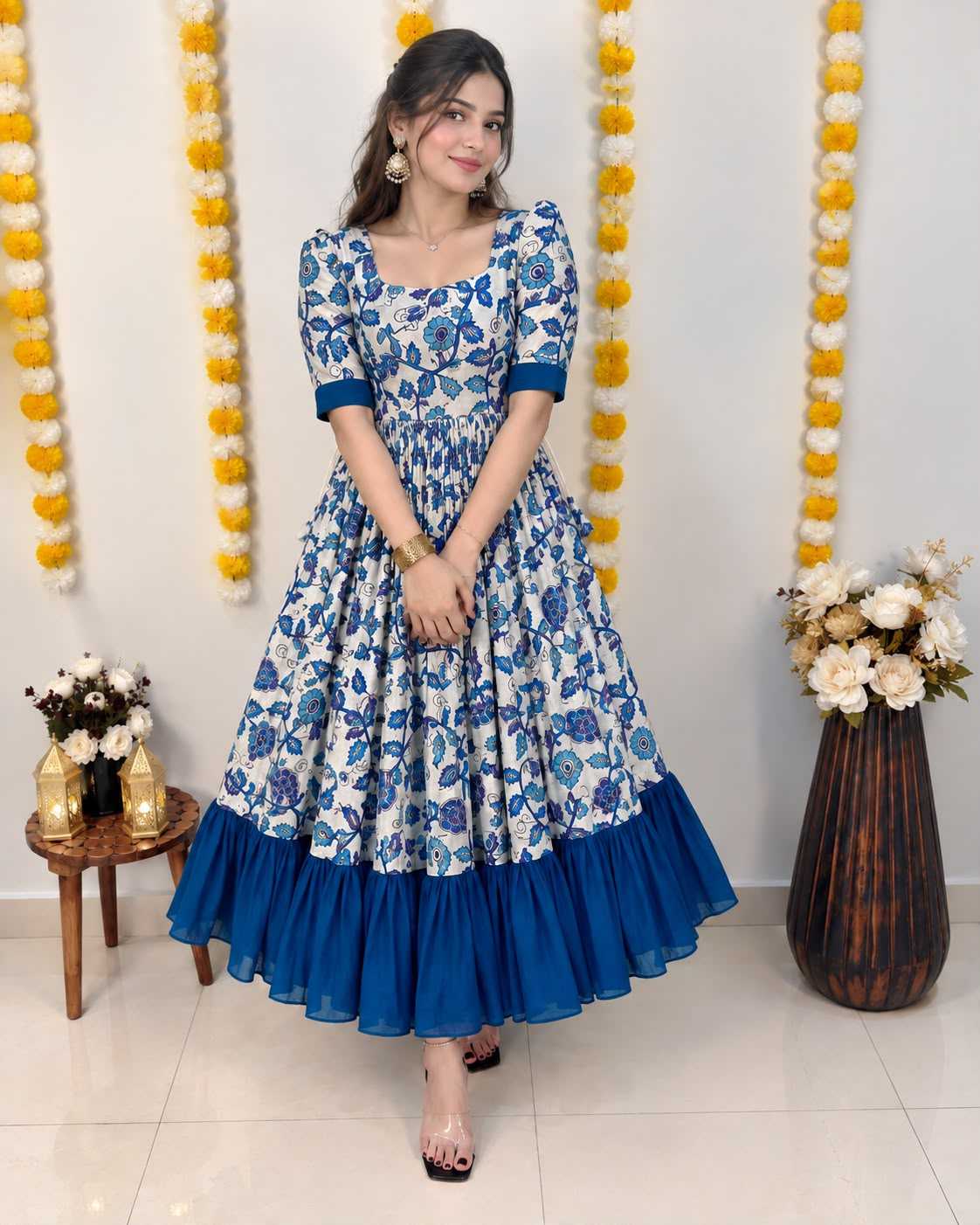 Sarita Vichitra Silk Printed Gown